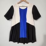CROSBY by Mollie Burch  Bradley Blue Black Color Block Blouse Photo 0