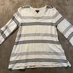 J Jill Wearever Collection Shirt Women's Medium Striped White Black Vneck Tunic Photo 0