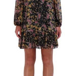 BCBG Paris Womens XL Black Floral Sheered Long Sleeve Dress Spray Garden NWT Photo 0