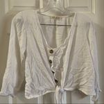 Indulge White Scoop Neck Tie Knot Front Crop Top M Photo 4