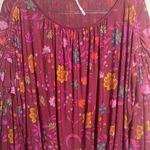 Free People  Maroon Floral Boho Ruffle Sleeved‎ Top | Medium Photo 3