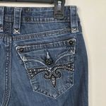 Rock Revival Sara Boot Frayed Hem Bling Flap Pocket Blue Jeans Women's Size 29 Photo 1