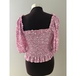 Lush Clothing Lush Milkmaid Top Size Small Pink Babydoll Smocked Puff Sleeve Crop Ruffle Photo 2