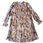 Illa Illa Floral Puff Sleeve Pleated High Neck Tunic Mini Dress Multi Size XS Photo 1