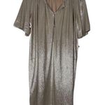 Anthropologie Sabina Musayev  Mercury Silver Metallic Shirt Dress Size M Photo 3