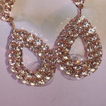 Huge Elegant Rose Gold Tone Teardrop Faux Pearl Earrings Photo 1