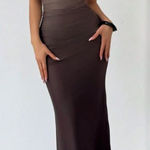 SheIn Brown Maxi Strapless Dress Photo 0