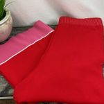 Free People Red & Pink Knit Sunday Flair Wide Leg High Waist Knit Pants L Photo 3