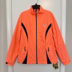 New Direction New Balance Women Medium Athletic Jacket Neon Coral Orange Windbreaker Pocket Photo 0