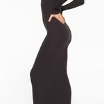 SKIMS  Fits Everybody Crew Neck Long Sleeve Dress in Onyx, Size XXS Photo 5