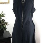 SFW Suitable For Work Women Dress Black Medium Sleeveless Wrap Open Zipper Back Photo 6