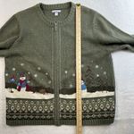 Croft & Barrow  PXL Petite XL Cardigan Sweater Zip Up Embroidered Holiday Snowmen Photo 10