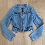Boohoo  Denim Jacket Zip Detail Size US4 Blue Photo 0