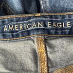 American Eagle  SZ 10 Tomgirl Jean Shorts Distressed Cuffed Hi-Rise Zip-Fly Blue Photo 5