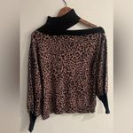 FATE. Women’s Leopard Print Split Turtleneck Sweater Size S Photo 1