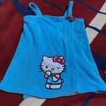 Sanrio 2000s Hello Kitty fleece plush bathrobe sky blue bow winking kissy face Size L Photo 0