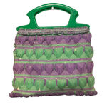 Vintage Novelty Woven Hand Bag Purple Green Lucite Handle Photo 0