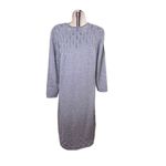 J McLaughlin Knit Crochet Knee Length Sweater Dress Size Small u Pointelle Patte Gray Photo 3