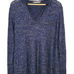 Soft Surroundings Navy Blue Shimmer Sequin Hoodie Pullover Sweater Women Large Photo 0