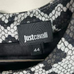 Just Cavalli  Black And White Printed Short Sleeve Knee Length Dress Photo 6