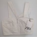 ZARA NEW‼️ WOMAN SS23 OYSTER WHITE EMBROIDERED TOP Size XS Photo 6