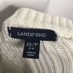 Lands' End Land’s End Women’s Ivory White Sweater Cable Knit Crewneck Pullover Over XSP Photo 4