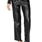 Paige DENIM Kina Pant Faux Leather High Rise Straight Leg Ankle Black NWT 12 Photo 0