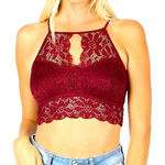 Zenana Outfitters  Burgundy Halter Bralette Sz S Photo 0