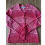 Jones New York  Vtg Pink Knit Cardigan Sweater Size Large Photo 0