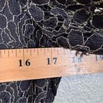 Ted Baker  Black Satin Gold Glitter Lace Mini Dress Womens M Formal Long Sleeve Photo 4