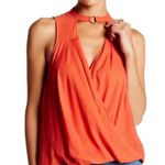 Free People Coral Orange So Fine Choker Faux Wrap Drape Sleeveless Tank Top Photo 1