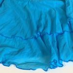 Zuliana Size Small Mesh Teal Ruffle Side Tie Mini Skirt. Made in USA. New Blue Photo 4
