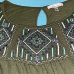 Fourteenth Place embroidered olive green flutter short tie sleeve tunic size 2XL Photo 2