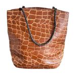 Arnold Palmer Vintage Leather Tote Bag Brown Croc Embossed Purse‎ Braided Straps Photo 2