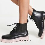 Viktor & Rolf NWT Coturno Combat Boots Faux Leather Black Pastel Pink Barbie 7.5 Photo 2