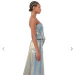 Ganni Blue Denim gold Coated Bustier Corset Photo 4