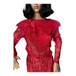 American Vintage Vintage 1980s Red Lace Art Deco Revival Evening Gown Sheer Maxi Dress  
size XS-S Photo 3