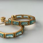 NWOT Julie Vos Gold and Aqua Hoop Earrings Photo 2