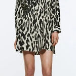 ZARA  Animal Print Long Sleeve Aline Button Mini Shirt Dress XS Photo 0