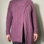 Aran Crafts 100% Merino Wool Purple Bohemian Zip Front Cardigan Size XS Photo 0