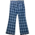 No Boundaries  Y2K Argyle Print Straight Leg Jeans Women’s 17 Raw Hem Whiskered Photo 2