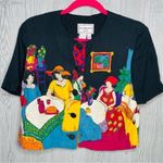 Karin Stevens vintage  shirt cropped pop art unique brunch / French theme size 8 Photo 1