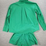 White Fox Boutique White Fox Short 2 Piece Set Womens S/M Green Button Up Oversized Top Pull On Photo 2