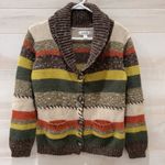 Dress Barn Womens Multicolor Striped Long Sleeve V Neck Button Up Knit Cardigan L Photo 2