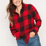 Old Navy  womens size large boyfriend fit long sleeve red and black flannel plaid Photo 1