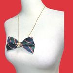 “Dainty Dapper” green Striped Bow tie Necklace Photo 3