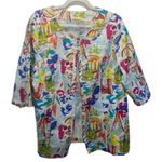 Liz&Me Open Blazer 3/4 Sleeve French theme novelty print 100% Cotton size 0X Photo 0