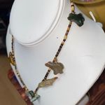 Natural Stone Carved Animal Totem Fetish Heishi Necklace Brown Photo 1