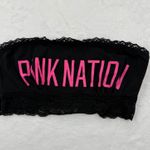 PINK - Victoria's Secret PINK Nation Black Lace Trim Bandeau Crop Top Bra Shirt M Medium READ Photo 0
