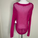eight eight eight NWT Open Weave Pink Sweater Crochet Long Sleeve Sz Large Photo 1
